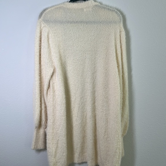Jodifl Cream Fluffy Plush Open Front Longline Cardigan – Size Medium – Oversized - Picture 5 of 6